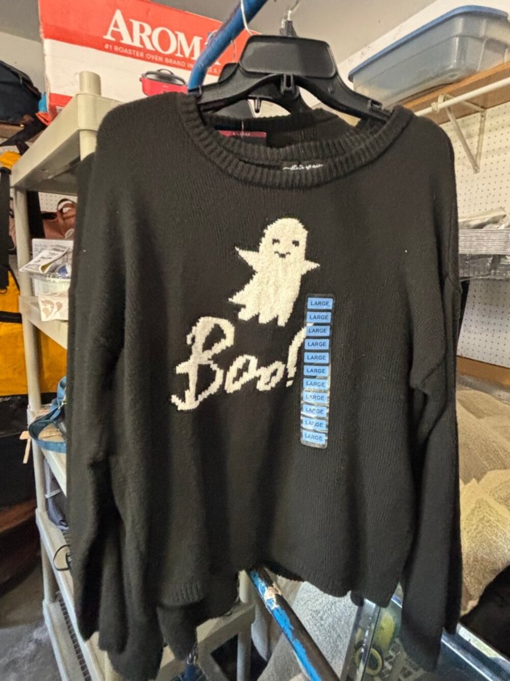 Halloween Ghost Boo Sweater Black Sizes XL 2XL